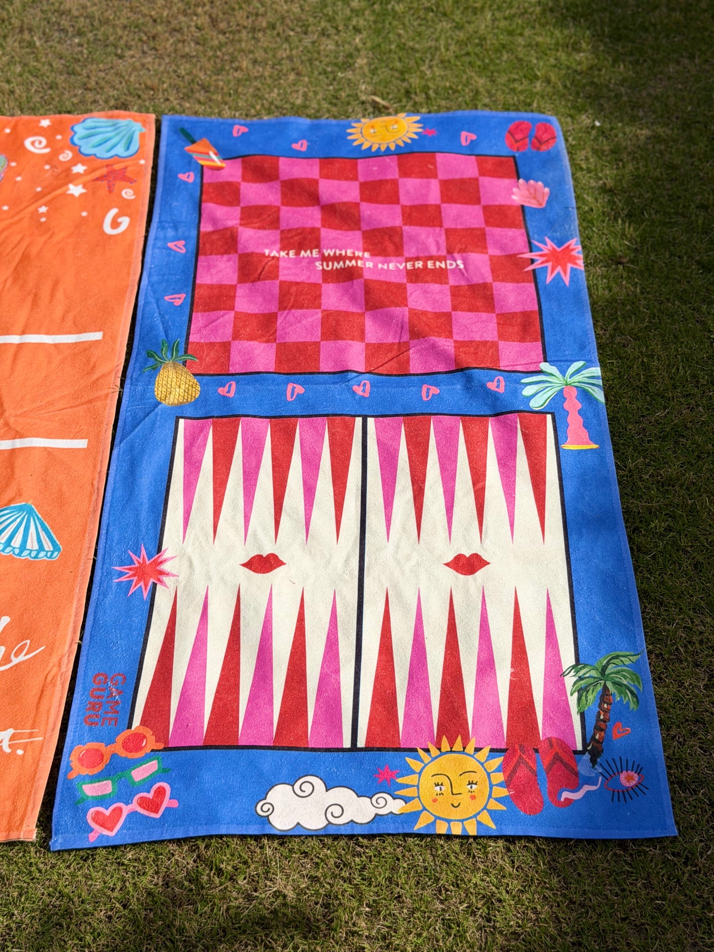 Game Beach Towel - Blue Tawla & Chess
