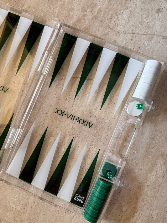 Dark Green x White Acrylic Tawla Set
