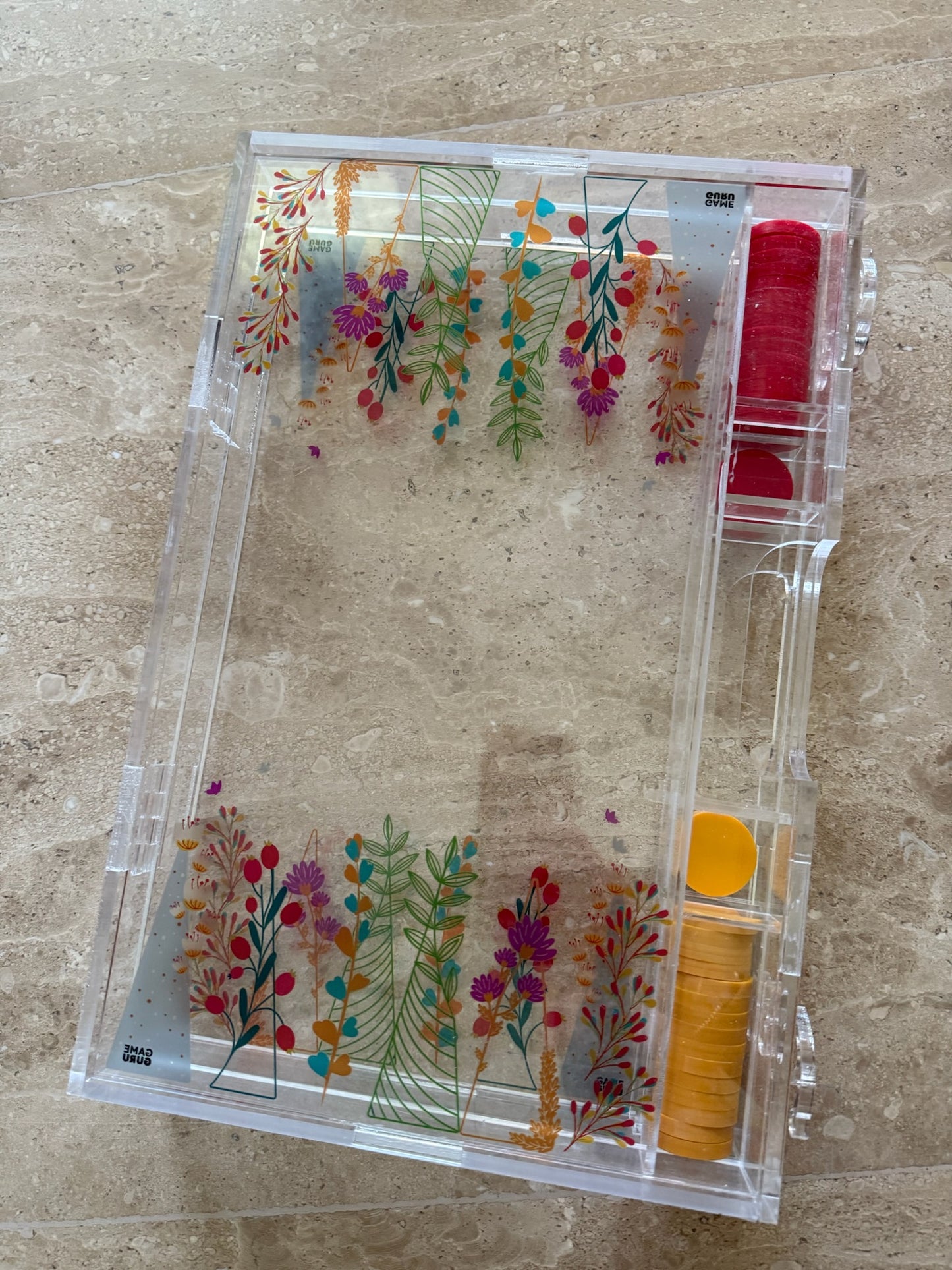 Floral Acrylic Tawla Set