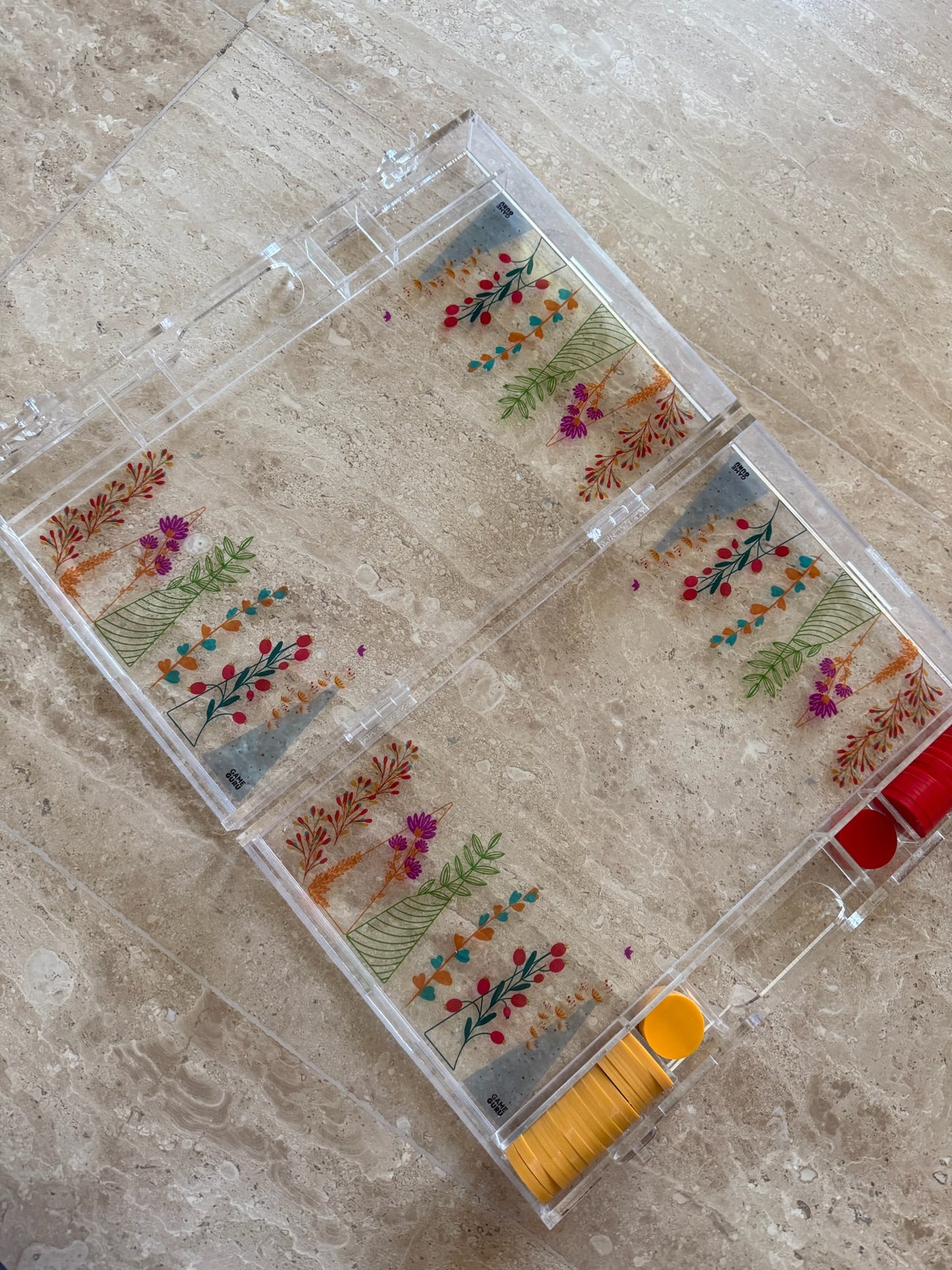Floral Acrylic Tawla Set
