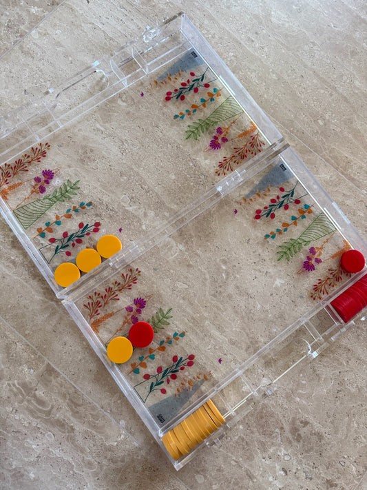 Floral Acrylic Tawla Set