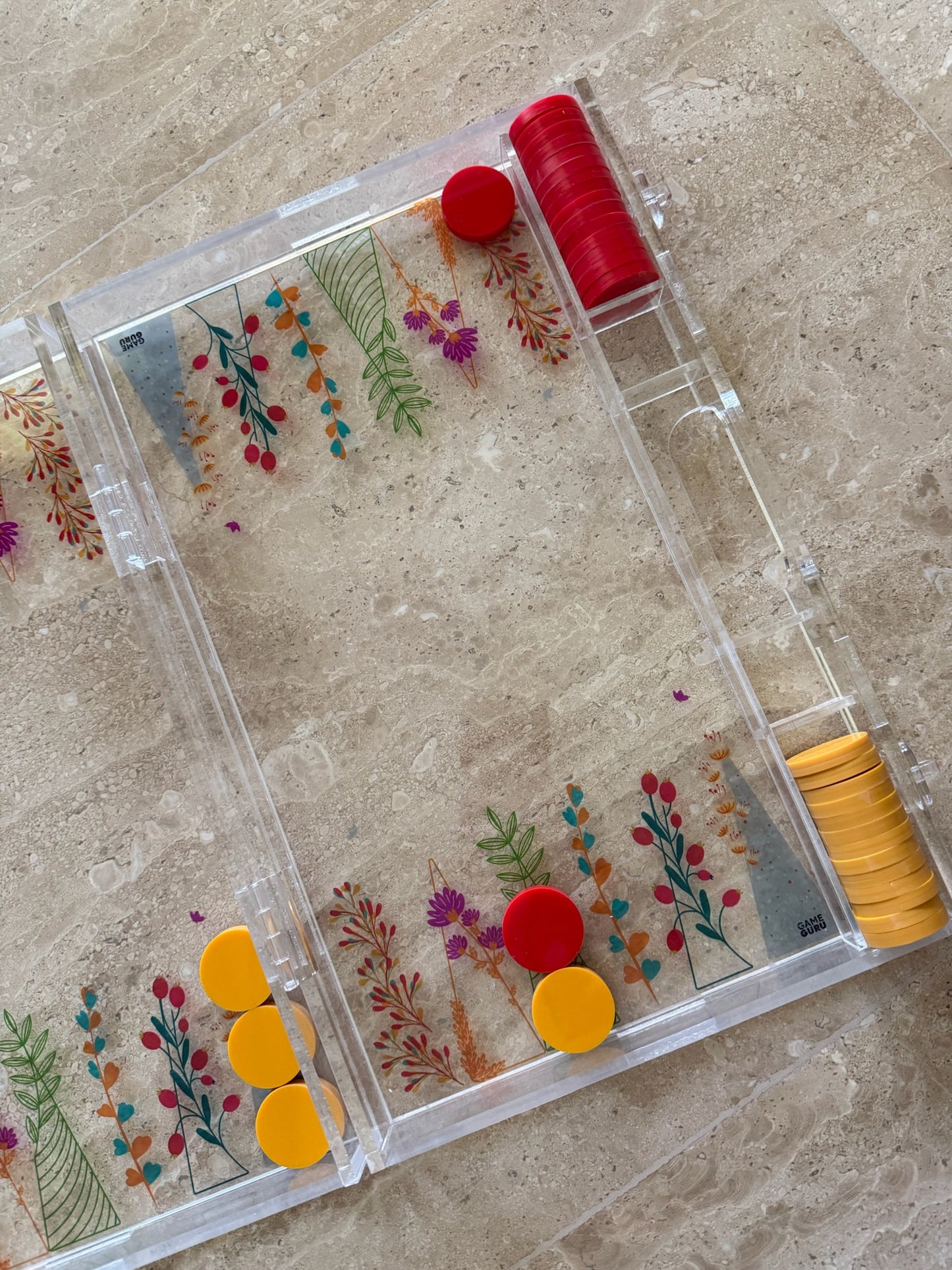 Floral Acrylic Tawla Set