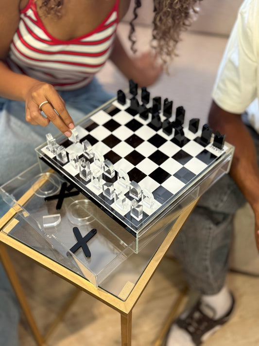 2-in-1 Chess & Tic Tac Toe Acrylic Box