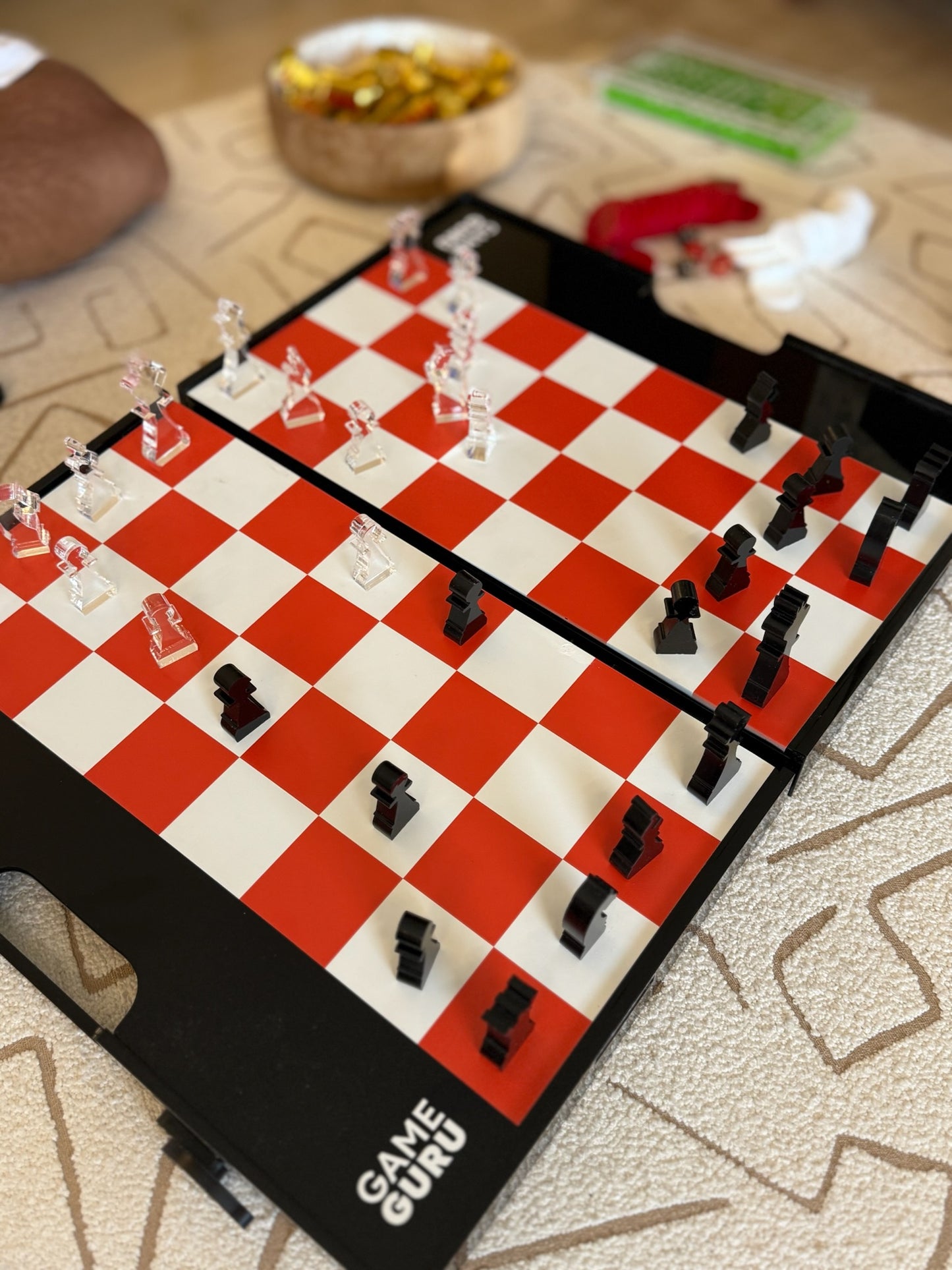2-in-1 Tawla & Chess Black Acrylic Set