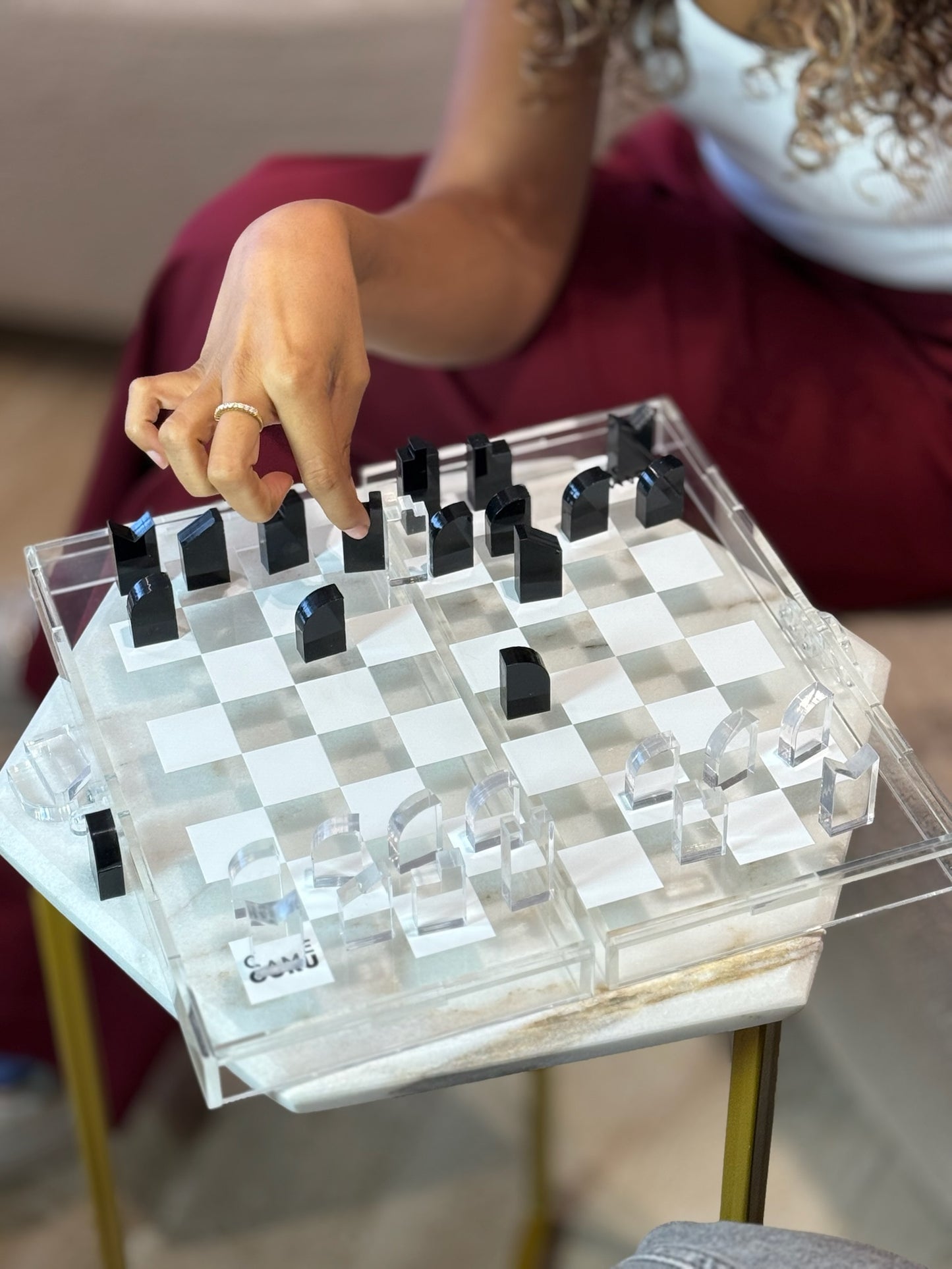White x Clear Mini Acrylic Chess Box