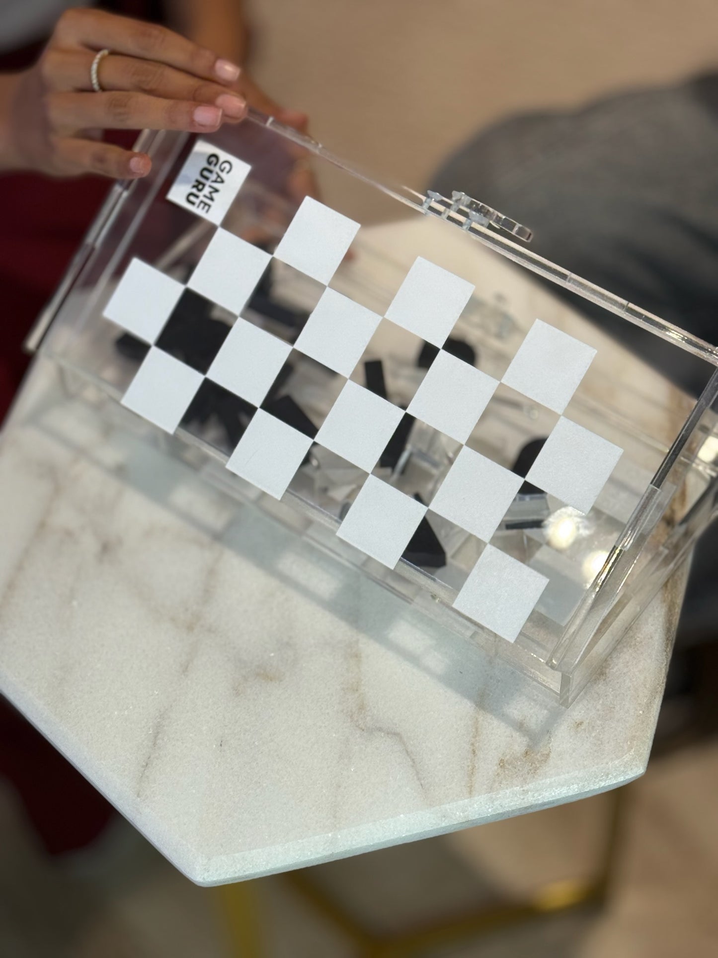 White x Clear Mini Acrylic Chess Box