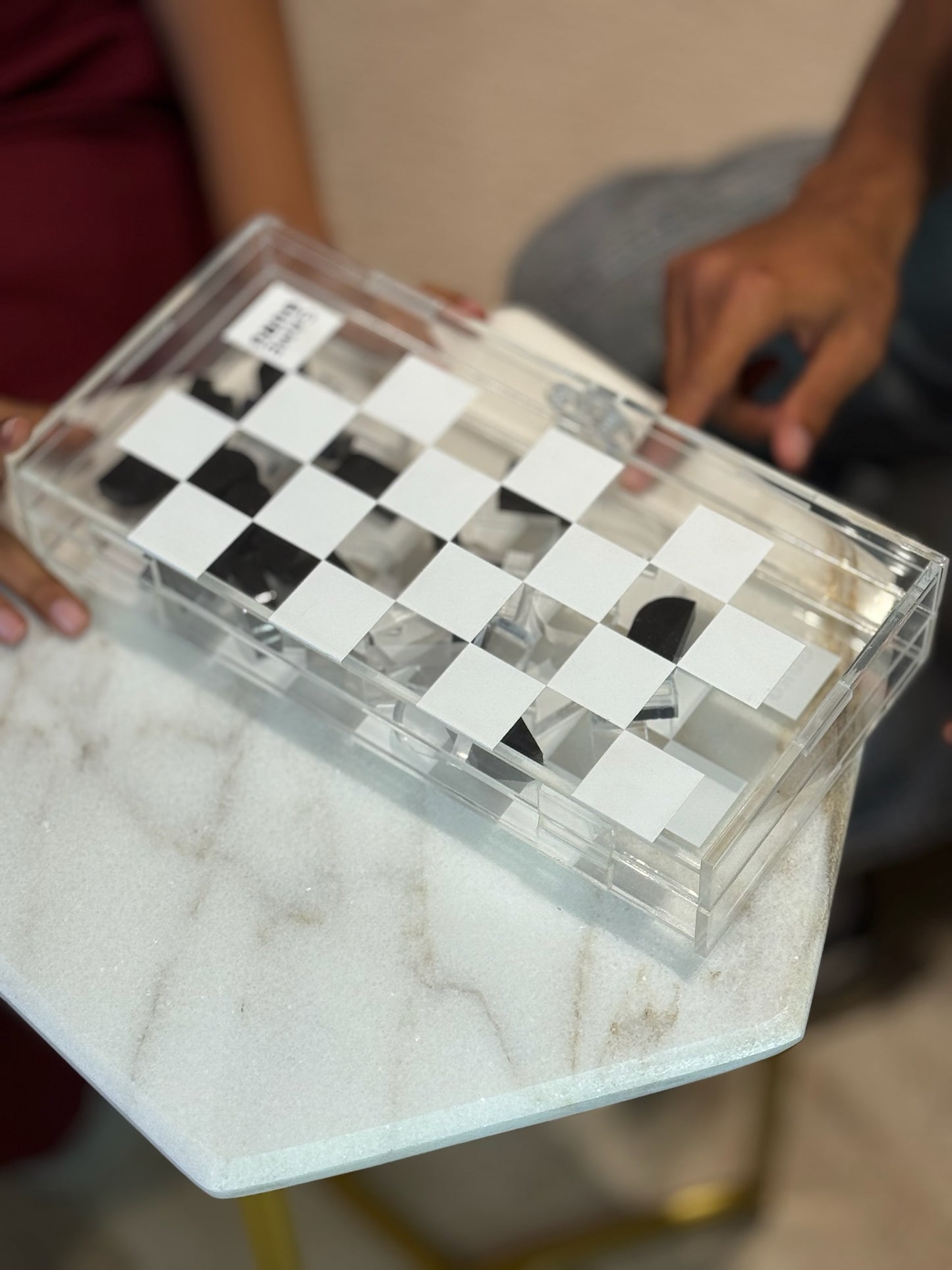 White x Clear Mini Acrylic Chess Box
