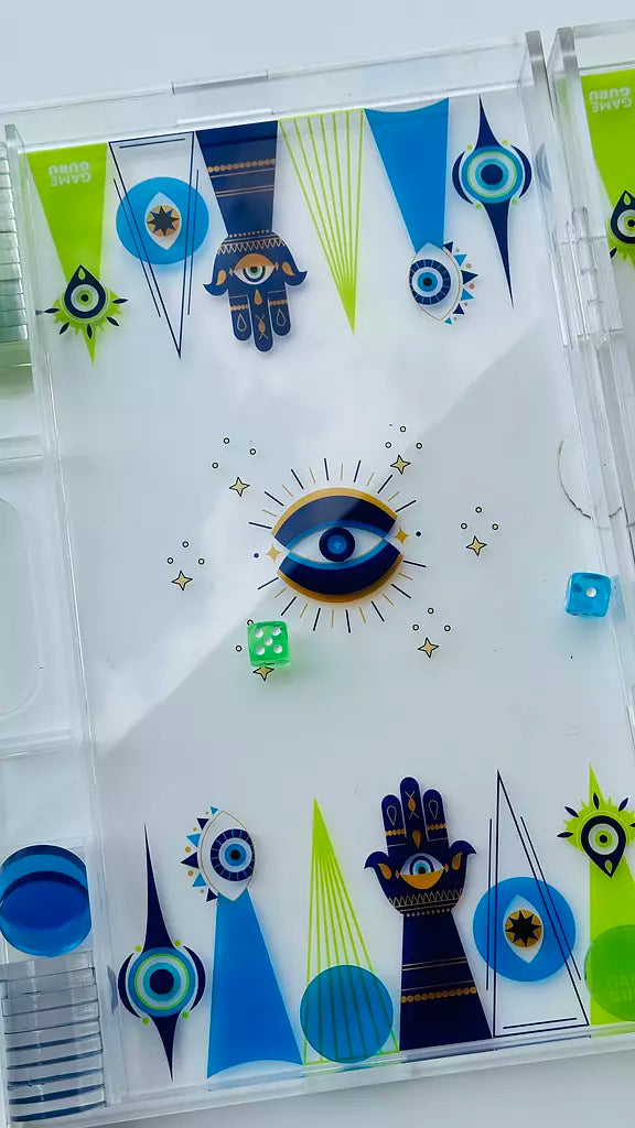 Evil Eye Acrylic Tawla Set